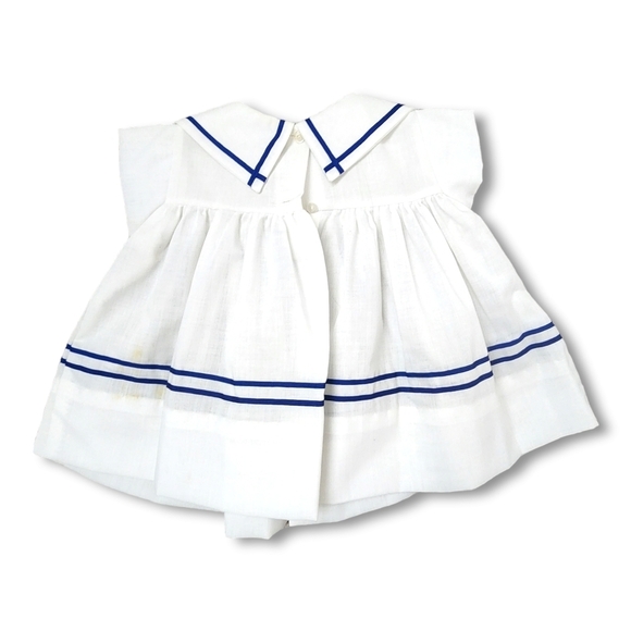 BONNIE JEAN x VINTAGE Sailor anchor little girl's dress‎ white nautical - Picture 2 of 10